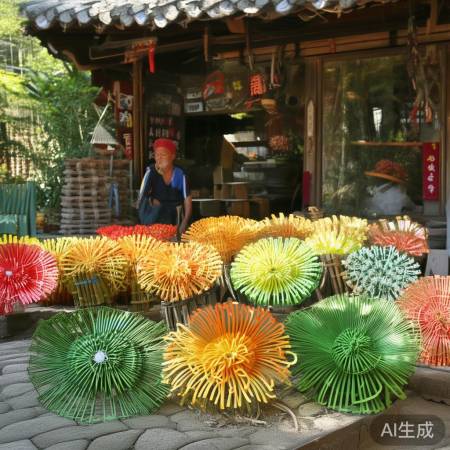 非遗竹编荷花小摊深圳爆红：揭秘走红背后的故事