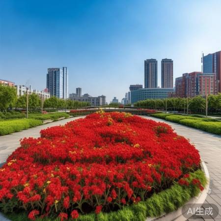 中山广场国旗花坛，知识力量花坛